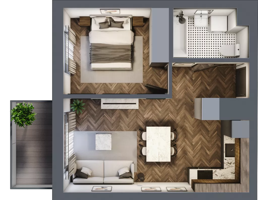 2 pokoje, mieszkanie 38,06 m², piętro 6, oferta nr A.133, Modena II, Poznań, Jeżyce, ul. Jackowskiego/Kraszewskiego