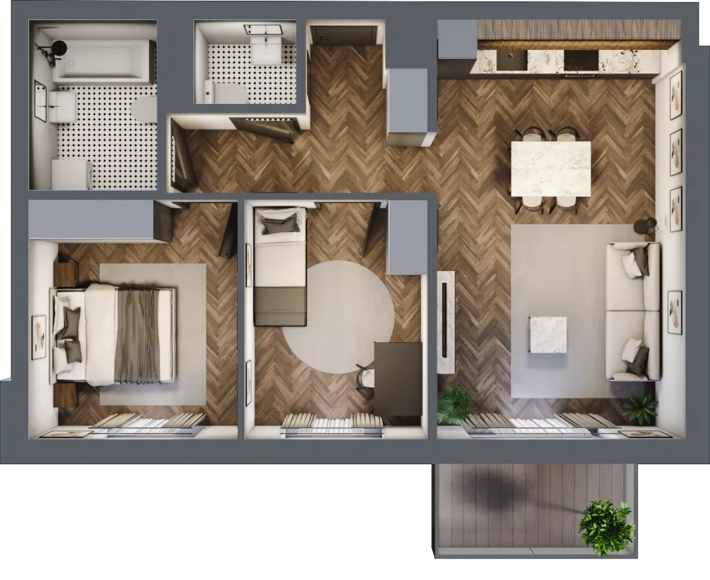 3 pokoje, apartament 61,11 m², piętro 6, oferta nr A.048, Modena II, Poznań, Jeżyce, ul. Jackowskiego/Kraszewskiego