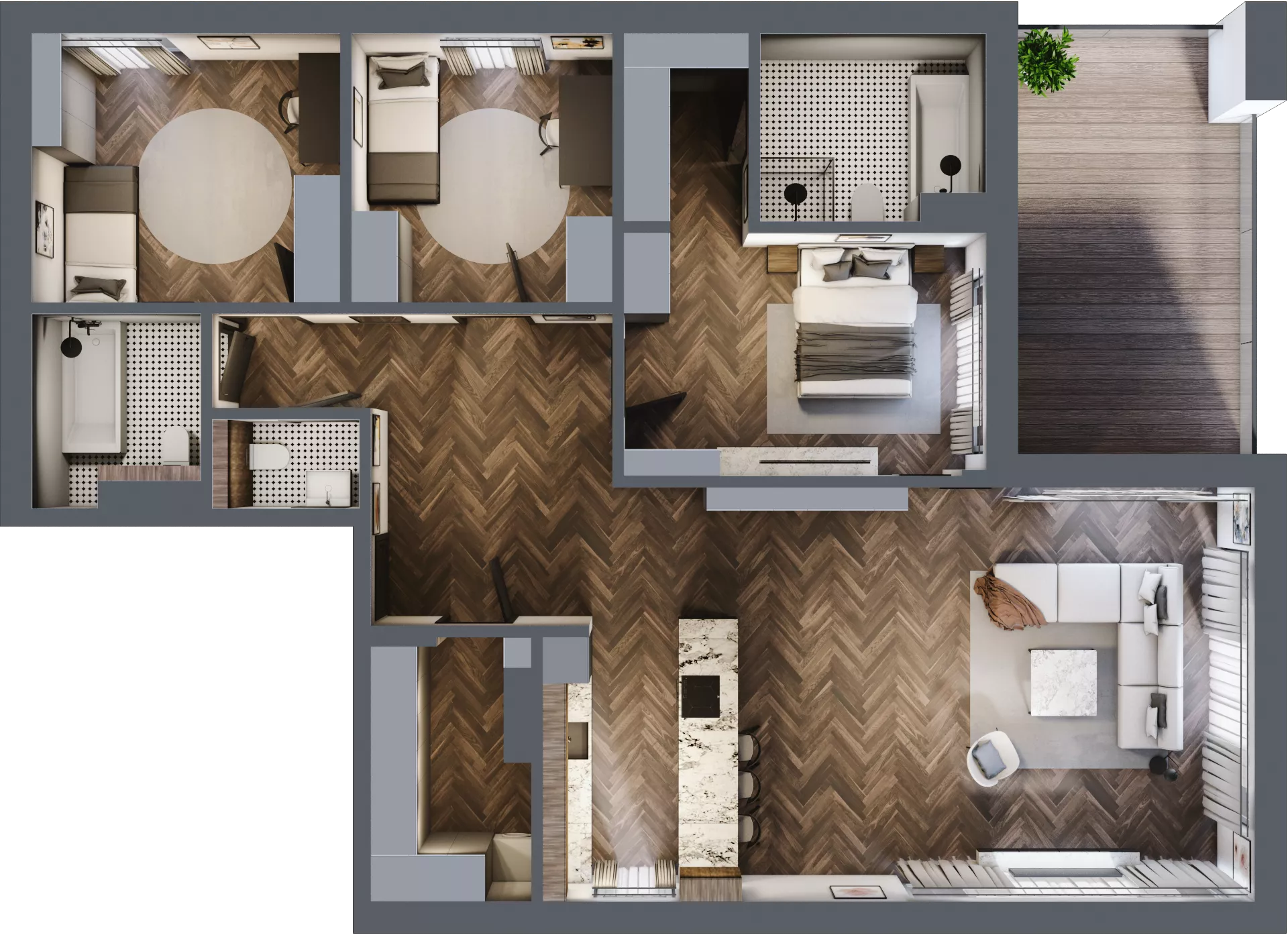 4 pokoje, apartament 128,44 m², piętro 1, oferta nr B1.02, Flatta Wilanów, Warszawa, Wilanów, Wilanów, ul. Flatta