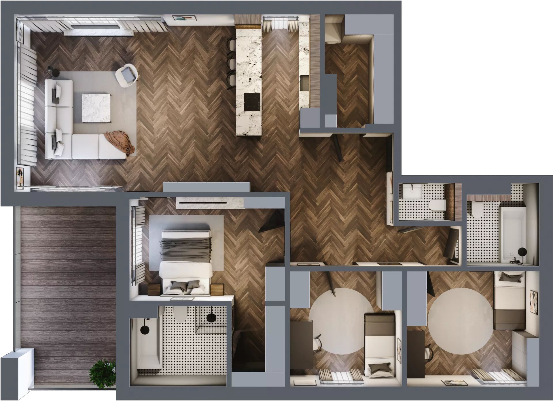 4 pokoje, apartament 128,44 m², piętro 1, oferta nr B2.02, Flatta Wilanów, Warszawa, Wilanów, Wilanów, ul. Flatta