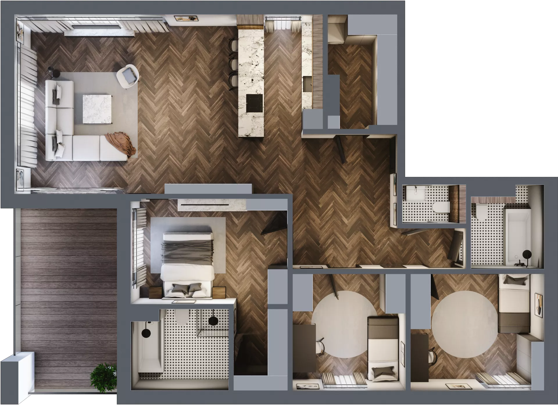 4 pokoje, apartament 128,44 m², parter, oferta nr B2.01, Flatta Wilanów, Warszawa, Wilanów, Wilanów, ul. Flatta