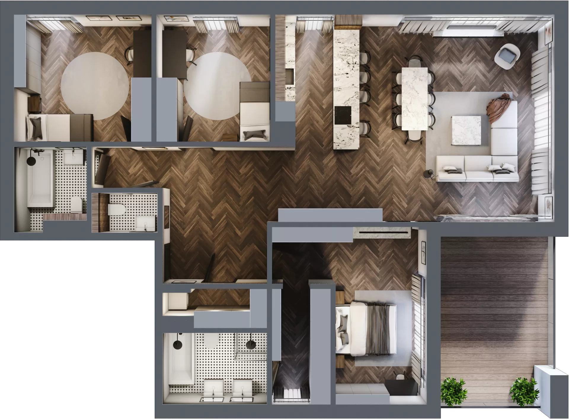 4 pokoje, apartament 134,56 m², piętro 1, oferta nr D2.02, Flatta Wilanów, Warszawa, Wilanów, Wilanów, ul. Flatta