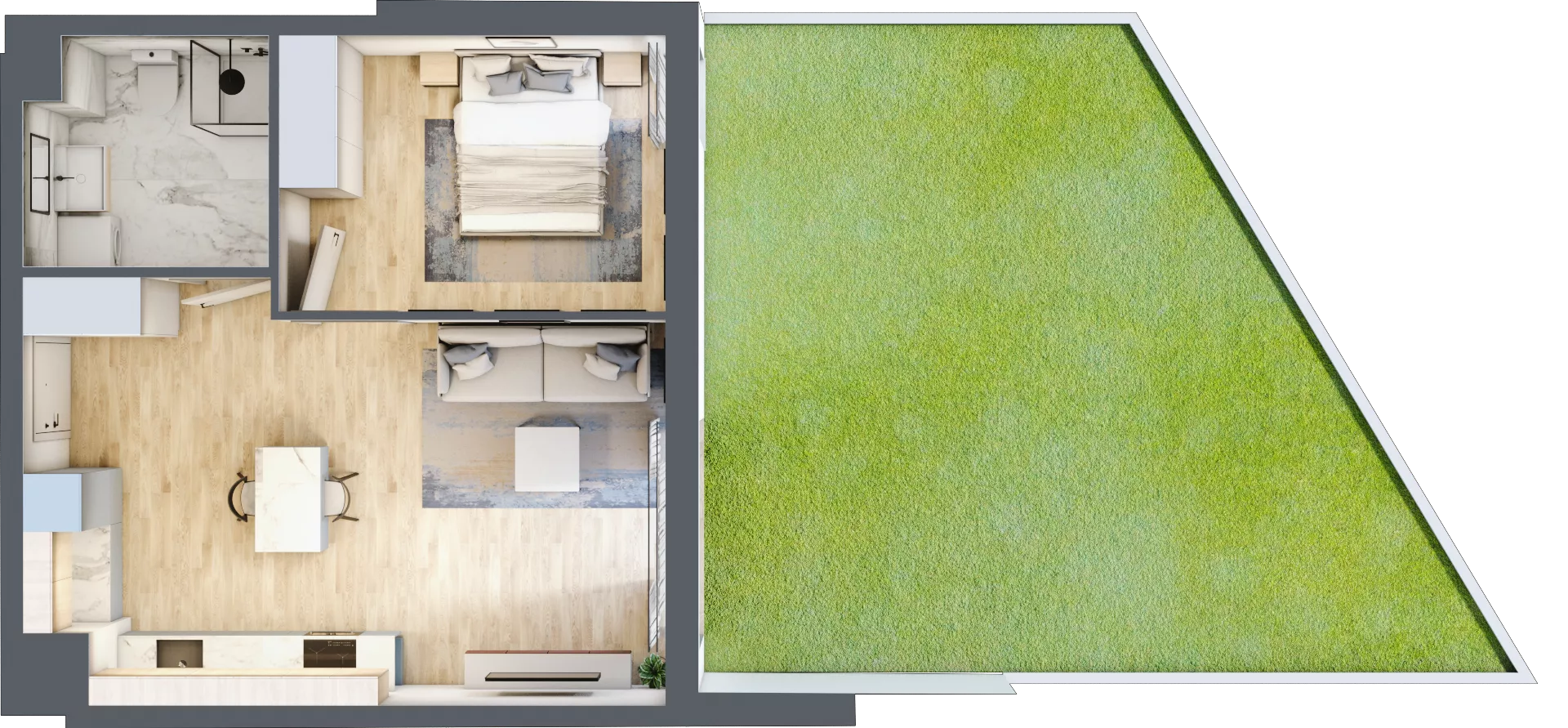 2 pokoje, mieszkanie 44,51 m², parter, oferta nr 1A.1A.05, Astelia Park etap IA, Warszawa, Białołęka, Grodzisk, ul. Leona Berensona 