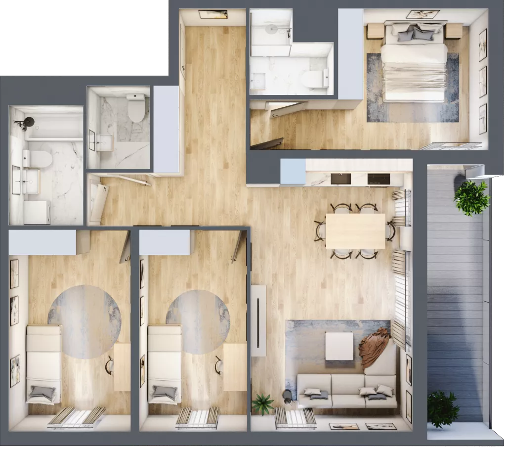 4 pokoje, mieszkanie 89,40 m², piętro 2, oferta nr 1A.1A.24, Astelia Park etap IA, Warszawa, Białołęka, Grodzisk, ul. Leona Berensona 