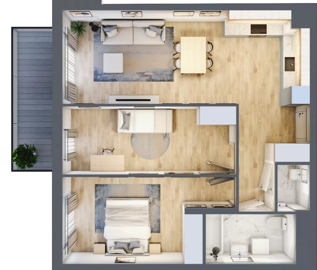 3 pokoje, mieszkanie 66,19 m², piętro 1, oferta nr 1A.1A.09, Astelia Park etap IA, Warszawa, Białołęka, Grodzisk, ul. Leona Berensona 