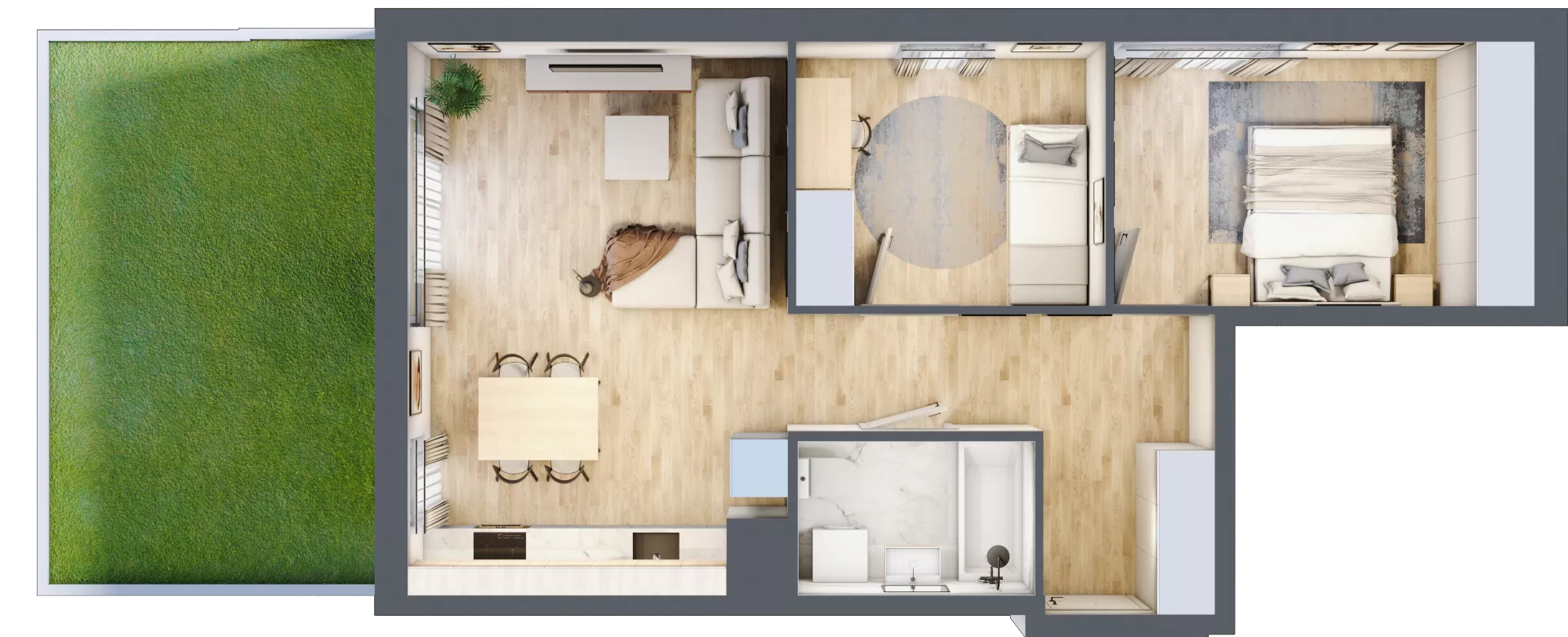 3 pokoje, mieszkanie 56,50 m², parter, oferta nr 1A.1A.03, Astelia Park etap IA, Warszawa, Białołęka, Grodzisk, ul. Leona Berensona 