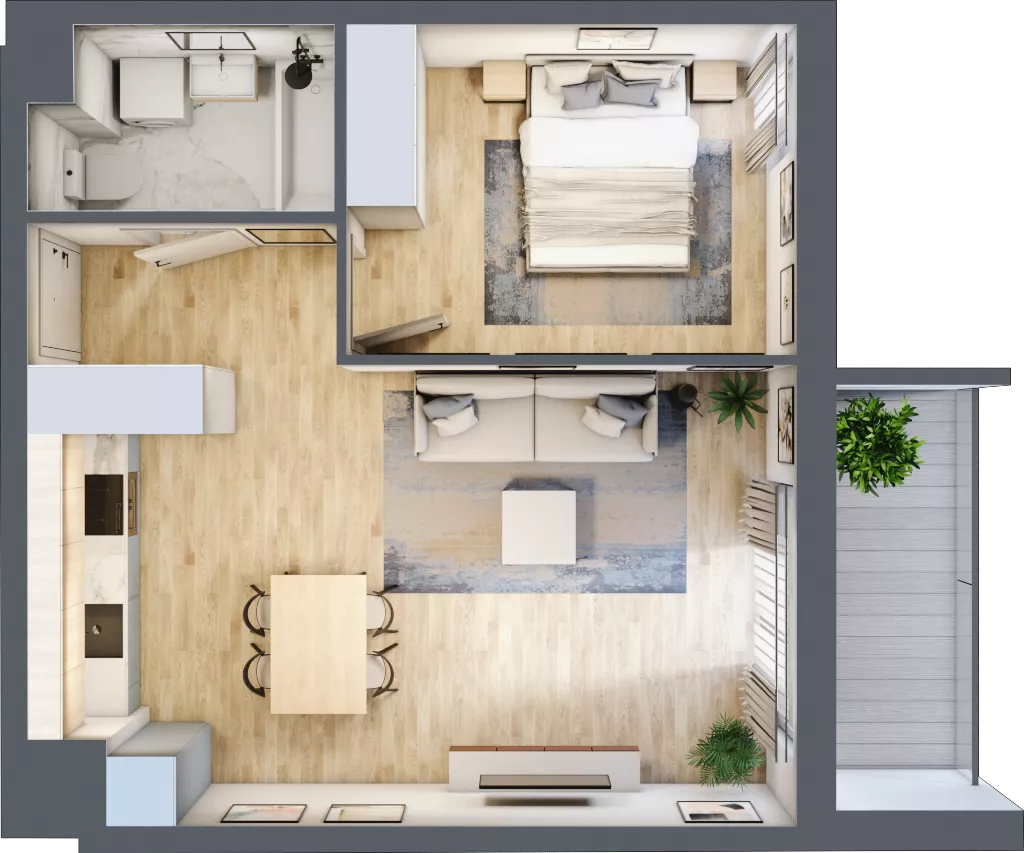 2 pokoje, mieszkanie 44,56 m², piętro 1, oferta nr 1A.1A.13, Astelia Park etap IA, Warszawa, Białołęka, Grodzisk, ul. Leona Berensona 