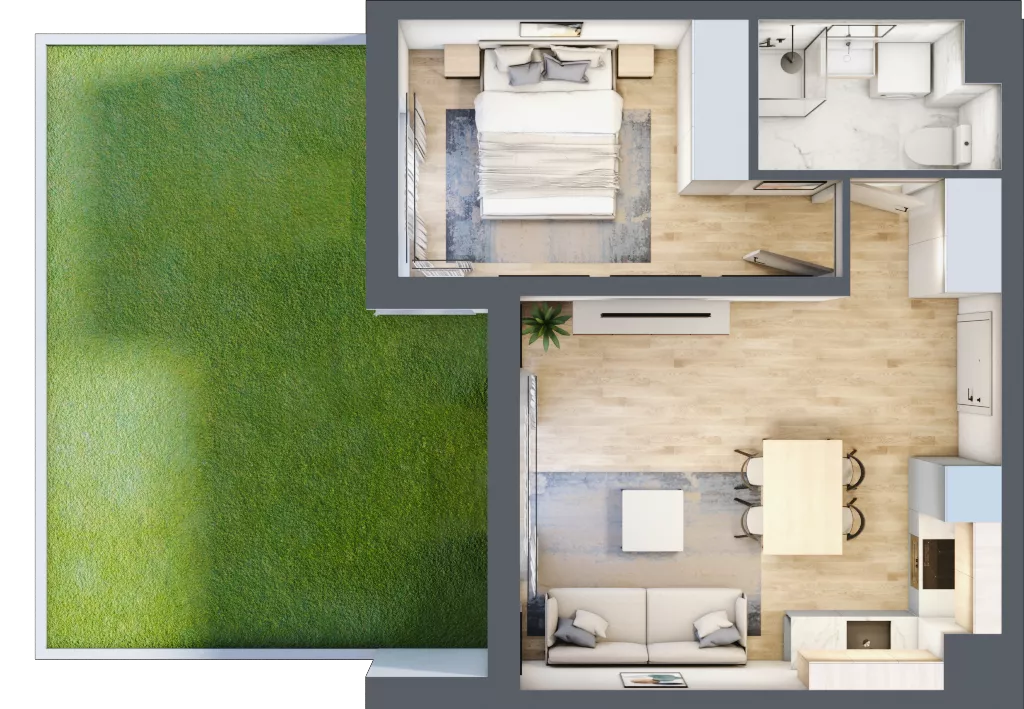 2 pokoje, mieszkanie 38,40 m², parter, oferta nr 1A.1A.02, Astelia Park etap IA, Warszawa, Białołęka, Grodzisk, ul. Leona Berensona 
