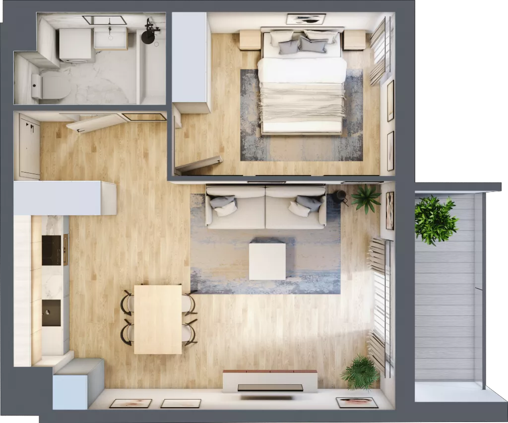 2 pokoje, mieszkanie 44,61 m², piętro 3, oferta nr 1A.1A.28, Astelia Park etap IA, Warszawa, Białołęka, Grodzisk, ul. Leona Berensona 