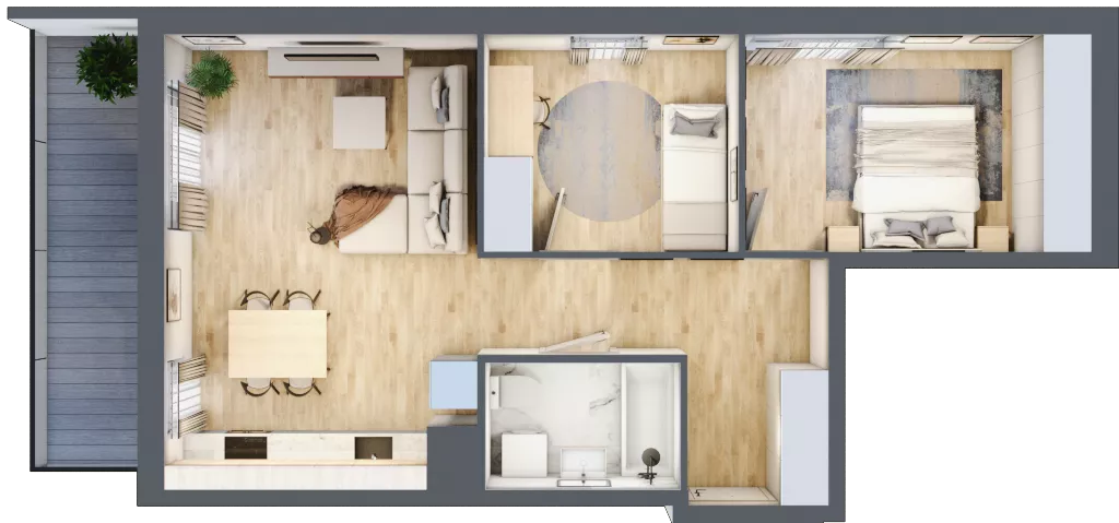 3 pokoje, mieszkanie 56,03 m², piętro 2, oferta nr 1A.1A.19, Astelia Park etap IA, Warszawa, Białołęka, Grodzisk, ul. Leona Berensona 