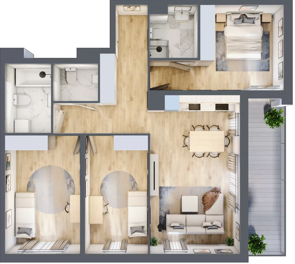 4 pokoje, mieszkanie 88,94 m², piętro 3, oferta nr 1A.1B.20, Astelia Park etap IA, Warszawa, Białołęka, Grodzisk, ul. Leona Berensona 