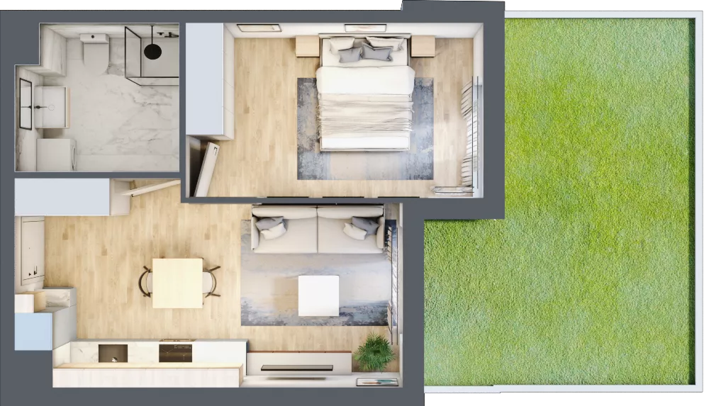 2 pokoje, mieszkanie 38,92 m², parter, oferta nr 1A.1B.06, Astelia Park etap IA, Warszawa, Białołęka, Grodzisk, ul. Leona Berensona 