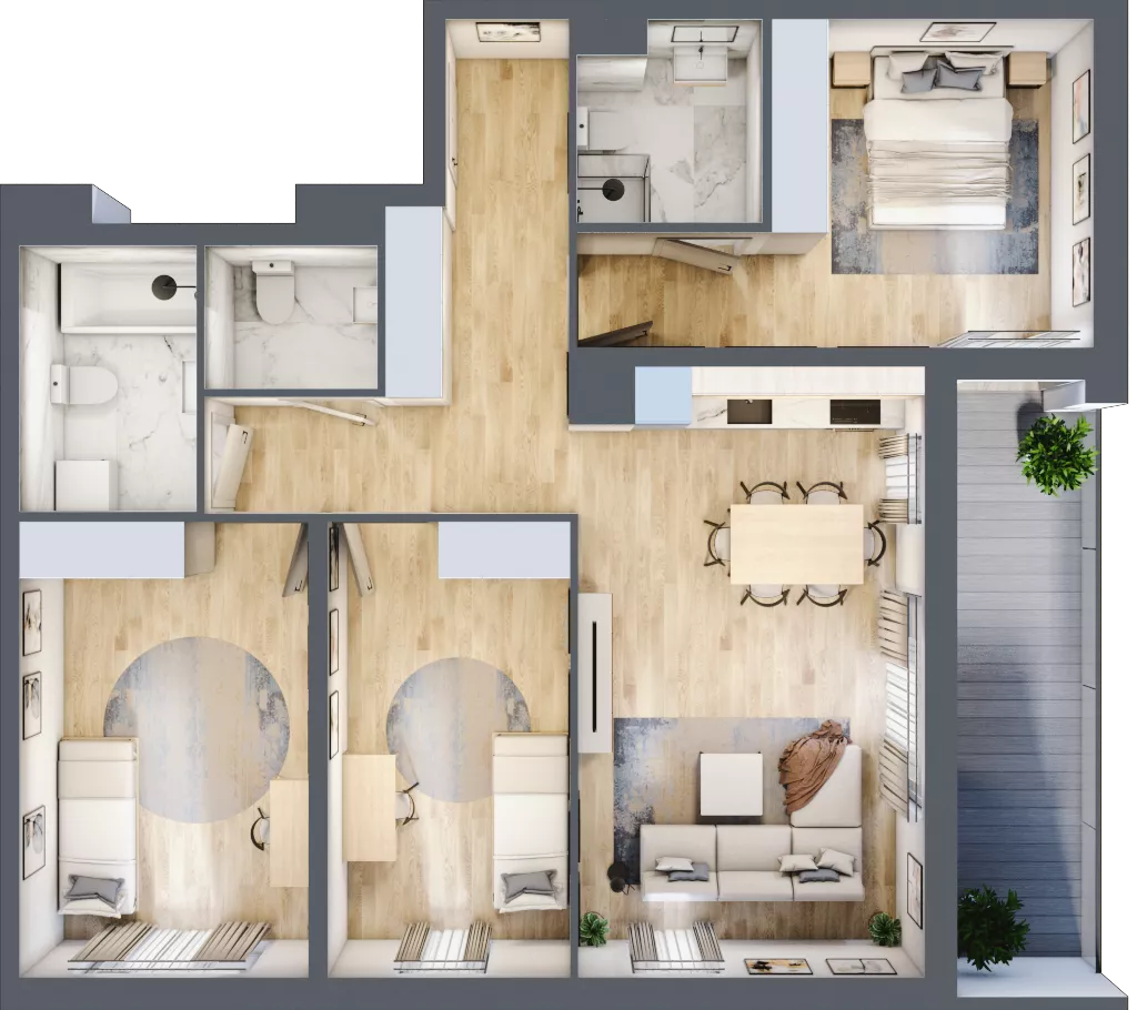 4 pokoje, mieszkanie 88,95 m², piętro 2, oferta nr 1A.1B.14, Astelia Park etap IA, Warszawa, Białołęka, Grodzisk, ul. Leona Berensona 