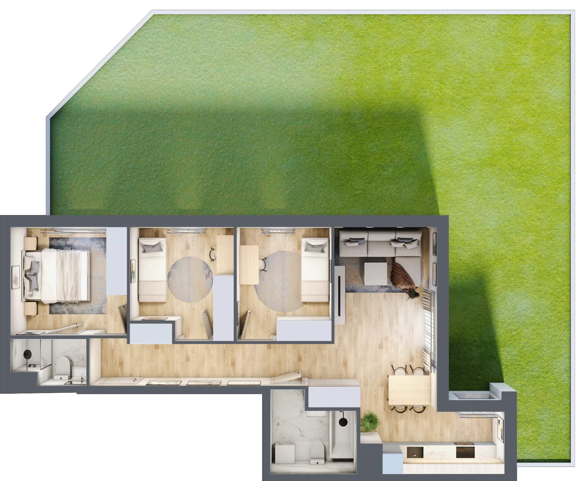 4 pokoje, mieszkanie 72,15 m², parter, oferta nr 1A.1B.01, Astelia Park etap IA, Warszawa, Białołęka, Grodzisk, ul. Leona Berensona 