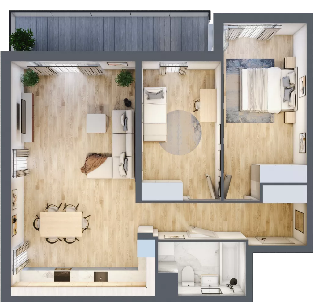 3 pokoje, mieszkanie 77,01 m², piętro 3, oferta nr 1A.1B.23, Astelia Park etap IA, Warszawa, Białołęka, Grodzisk, ul. Leona Berensona 