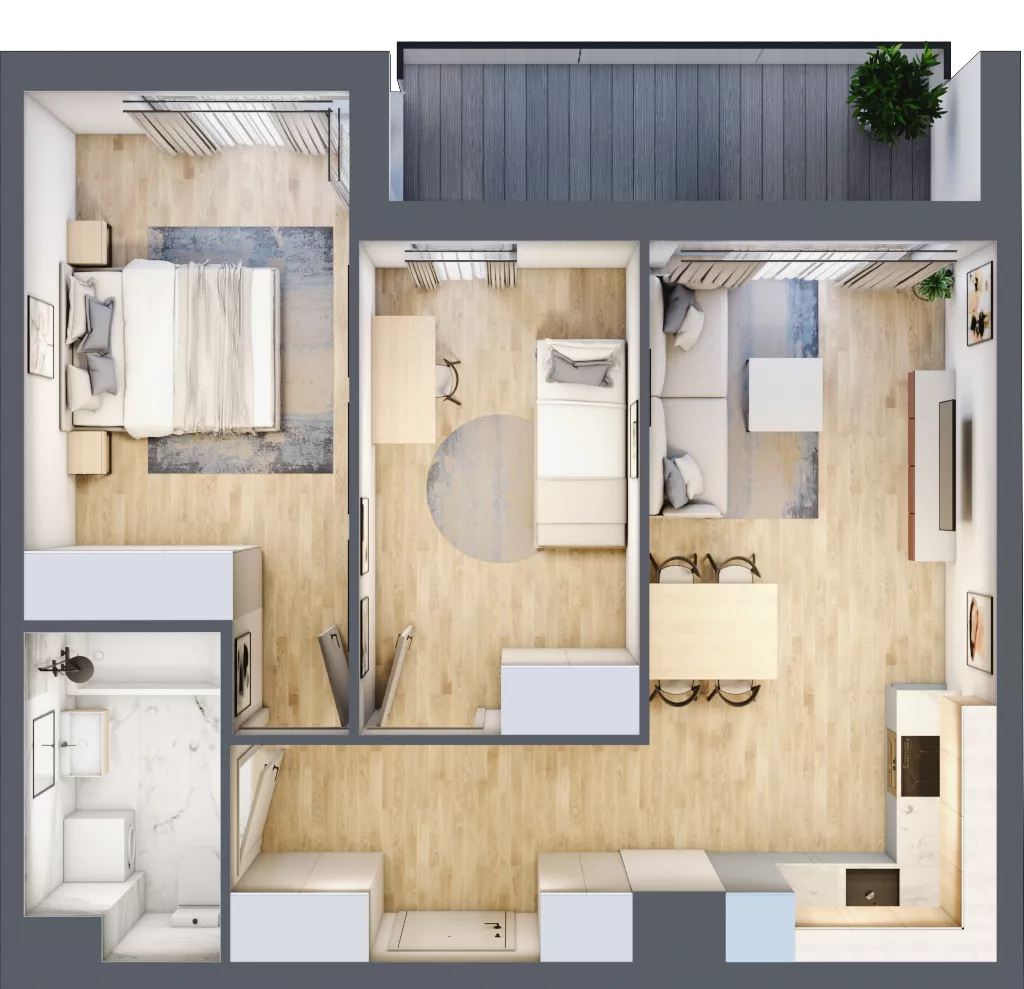 3 pokoje, mieszkanie 54,15 m², piętro 3, oferta nr 1A.1B.24, Astelia Park etap IA, Warszawa, Białołęka, Grodzisk, ul. Leona Berensona 