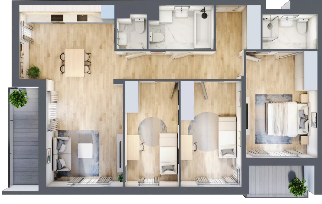 4 pokoje, mieszkanie 94,45 m², piętro 3, oferta nr 1A.1B.22, Astelia Park etap IA, Warszawa, Białołęka, Grodzisk, ul. Leona Berensona 