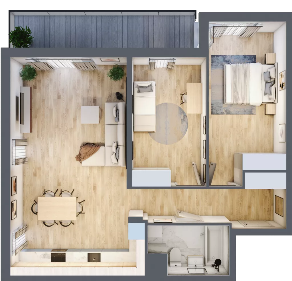 3 pokoje, mieszkanie 76,96 m², piętro 1, oferta nr 1A.1B.11, Astelia Park etap IA, Warszawa, Białołęka, Grodzisk, ul. Leona Berensona 