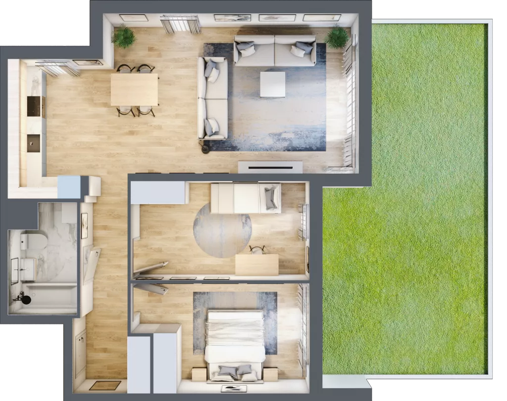3 pokoje, mieszkanie 75,59 m², parter, oferta nr 1A.1B.05, Astelia Park etap IA, Warszawa, Białołęka, Grodzisk, ul. Leona Berensona 