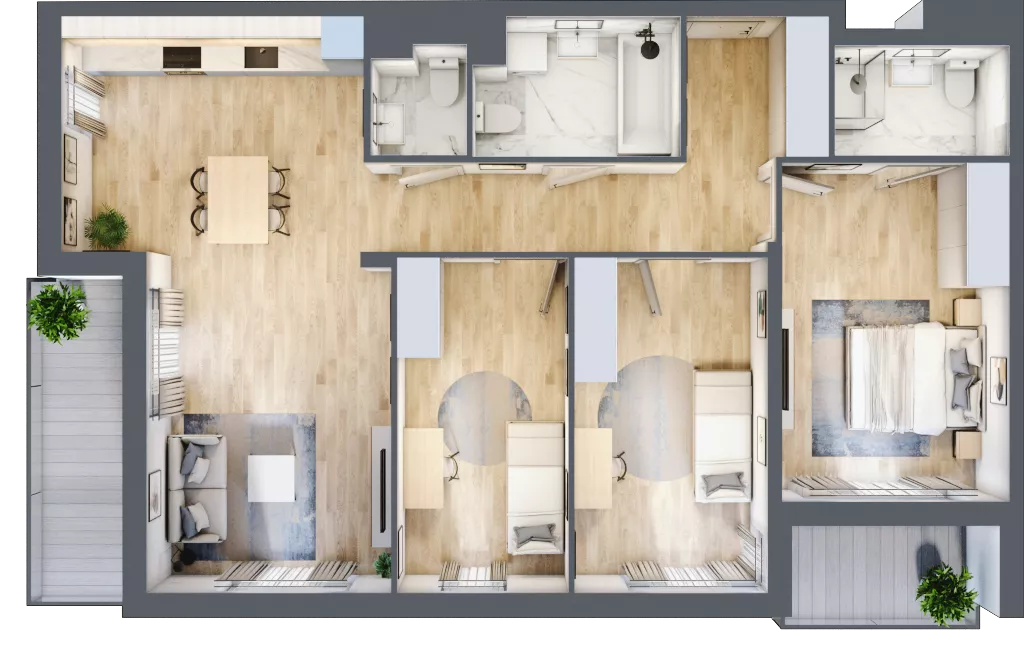 4 pokoje, mieszkanie 94,45 m², piętro 2, oferta nr 1A.1B.16, Astelia Park etap IA, Warszawa, Białołęka, Grodzisk, ul. Leona Berensona 