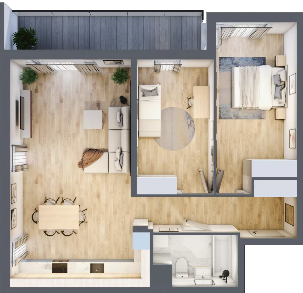 3 pokoje, mieszkanie 77,01 m², piętro 2, oferta nr 1A.1B.17, Astelia Park etap IA, Warszawa, Białołęka, Grodzisk, ul. Leona Berensona 