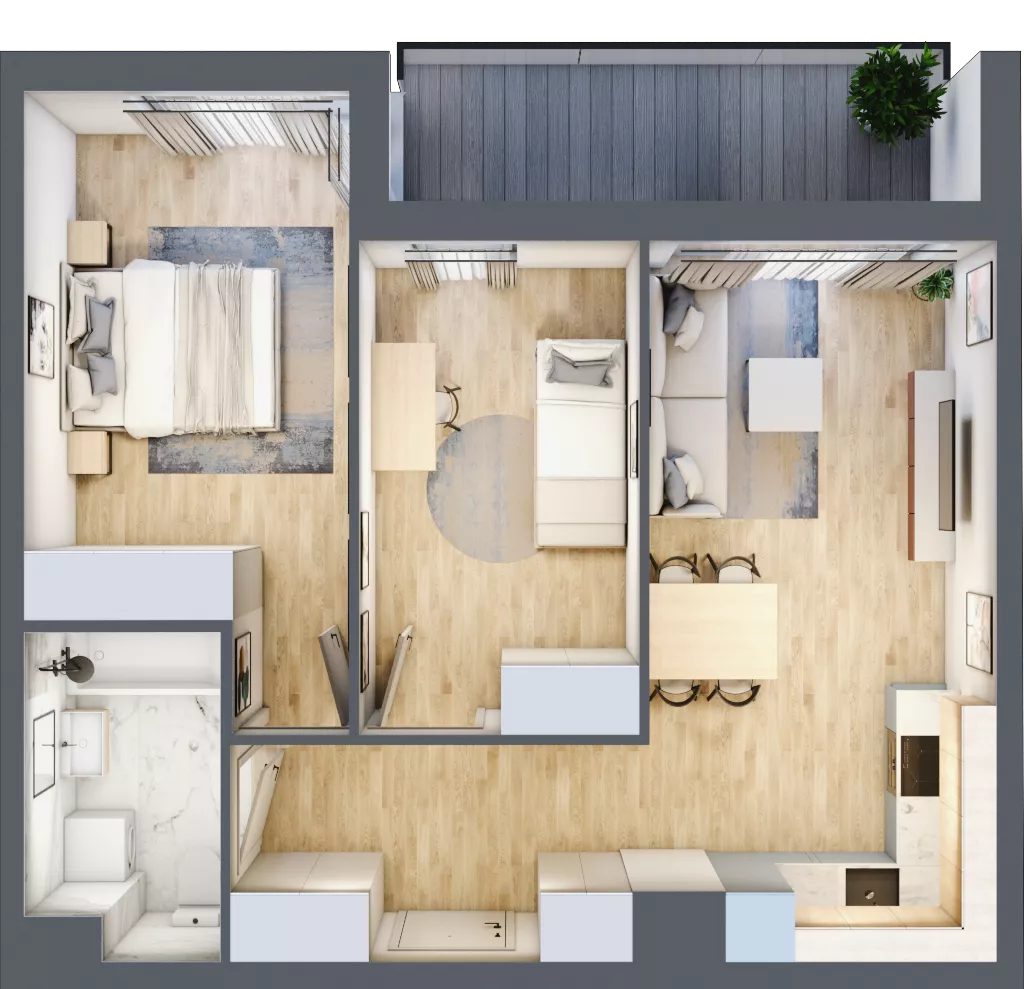 3 pokoje, mieszkanie 54,15 m², piętro 2, oferta nr 1A.1B.18, Astelia Park etap IA, Warszawa, Białołęka, Grodzisk, ul. Leona Berensona 