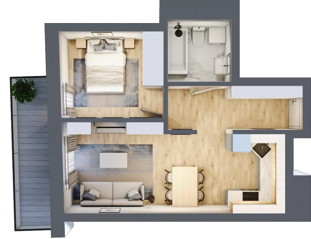 2 pokoje, mieszkanie 42,52 m², piętro 1, oferta nr 4, Apartamenty Sowia, Marki, ul. Sowia 9