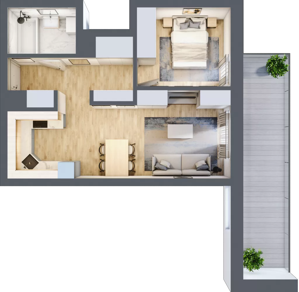 2 pokoje, mieszkanie 46,39 m², piętro 2, oferta nr 14, Apartamenty Sowia, Marki, ul. Sowia 9