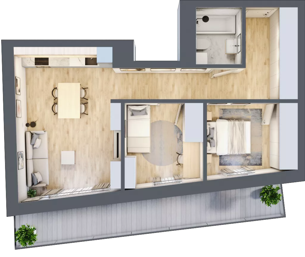 3 pokoje, mieszkanie 59,21 m², piętro 2, oferta nr 9, Apartamenty Sowia, Marki, ul. Sowia 9