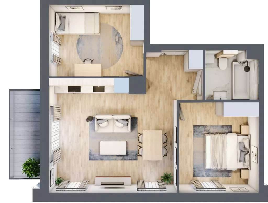 3 pokoje, mieszkanie 59,26 m², piętro 2, oferta nr A.3.8, Silva Straszyn, Straszyn, ul. Boczna/Starogardzka