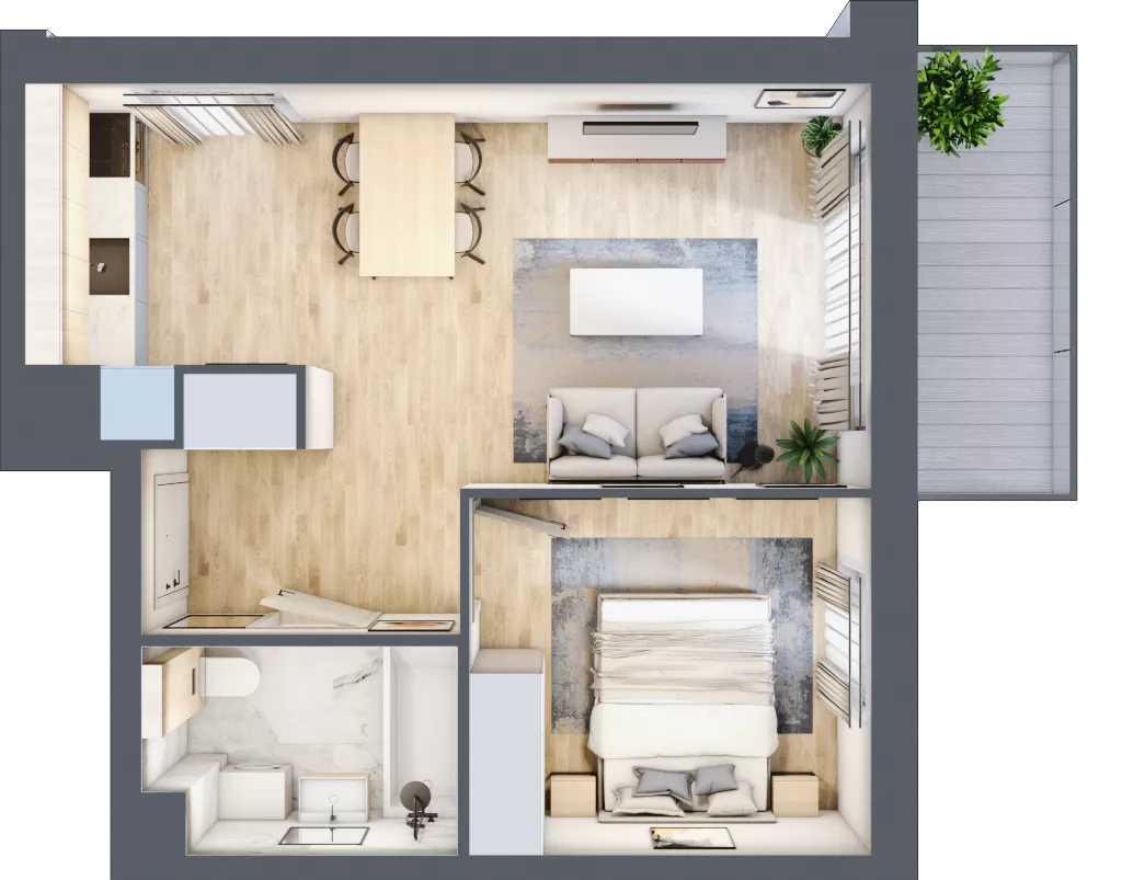 2 pokoje, mieszkanie 39,76 m², piętro 2, oferta nr B.3.3, Silva Straszyn, Straszyn, ul. Boczna/Starogardzka