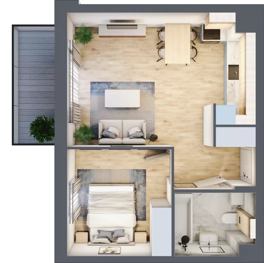 2 pokoje, mieszkanie 42,29 m², piętro 3, oferta nr B.4.10, Silva Straszyn, Straszyn, ul. Boczna/Starogardzka
