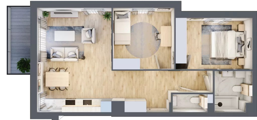 3 pokoje, mieszkanie 65,62 m², piętro 1, oferta nr C.2.8, Silva Straszyn, Straszyn, ul. Boczna/Starogardzka