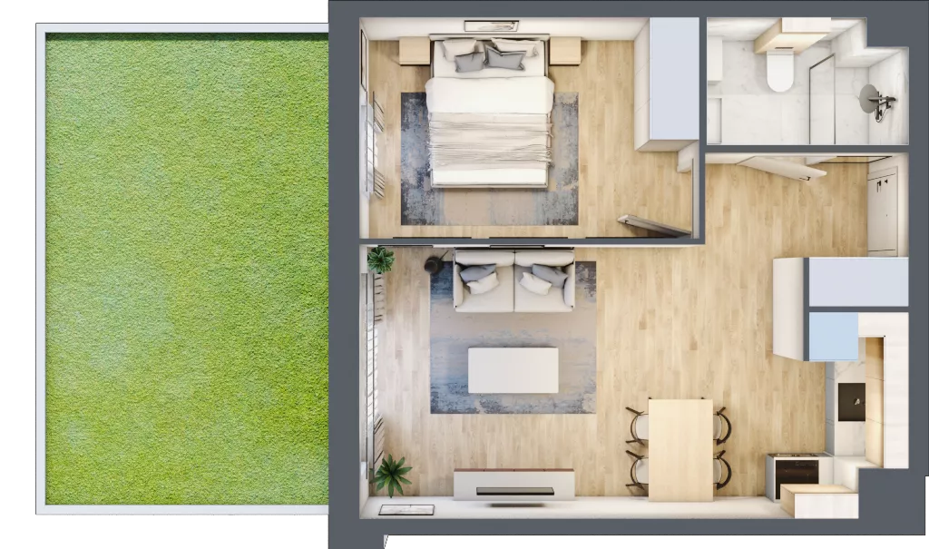2 pokoje, mieszkanie 40,90 m², parter, oferta nr C.1.3, Silva Straszyn, Straszyn, ul. Boczna/Starogardzka