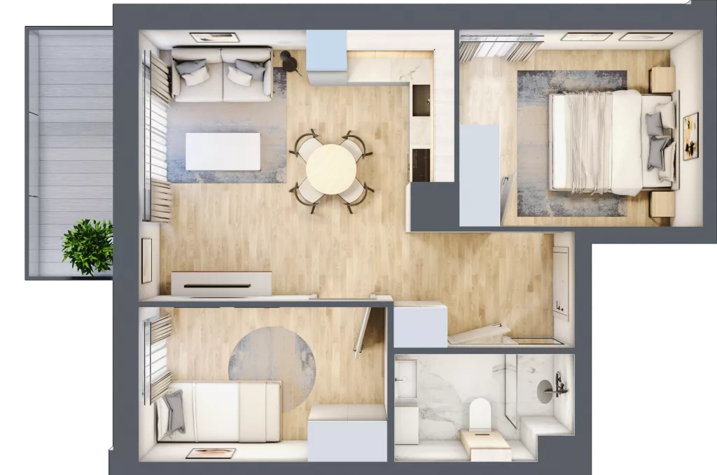3 pokoje, mieszkanie 46,23 m², piętro 3, oferta nr C.4.7, Silva Straszyn, Straszyn, ul. Boczna/Starogardzka