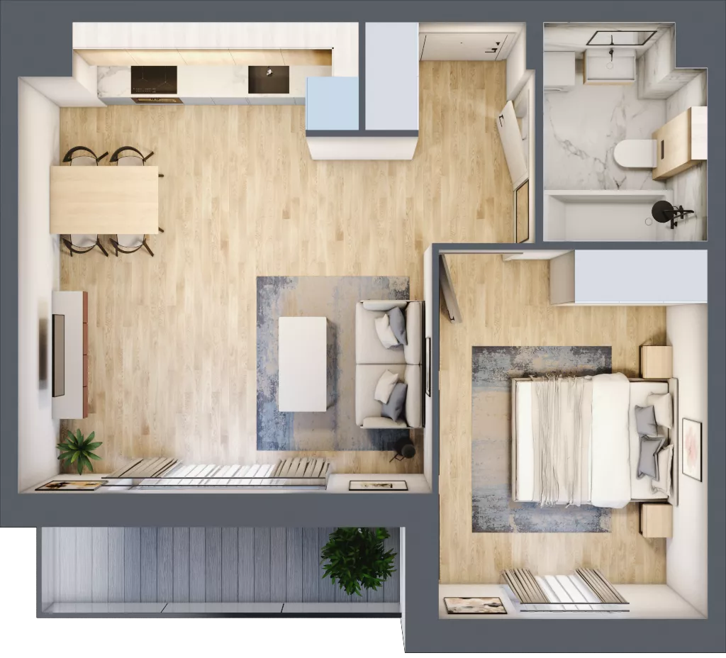 2 pokoje, mieszkanie 45,22 m², piętro 1, oferta nr C.2.4, Silva Straszyn, Straszyn, ul. Boczna/Starogardzka