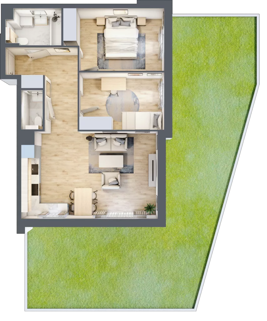 3 pokoje, mieszkanie 64,56 m², parter, oferta nr C.1.2, Silva Straszyn, Straszyn, ul. Boczna/Starogardzka