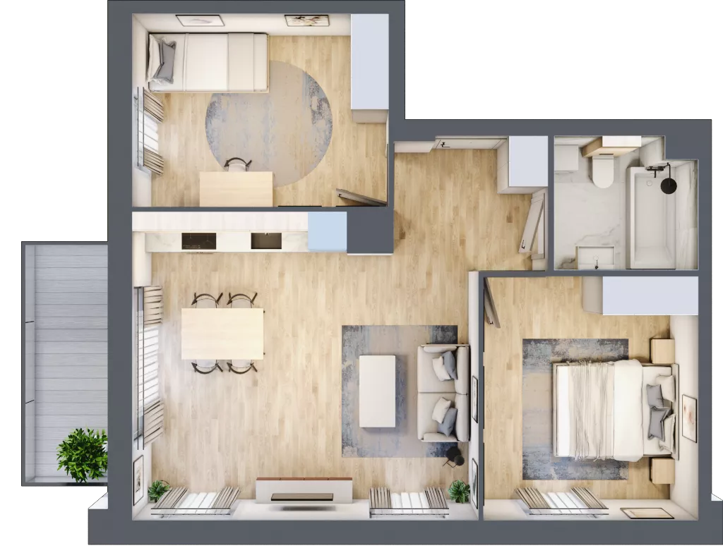 3 pokoje, mieszkanie 59,26 m², piętro 1, oferta nr D.2.8, Silva Straszyn, Straszyn, ul. Boczna/Starogardzka