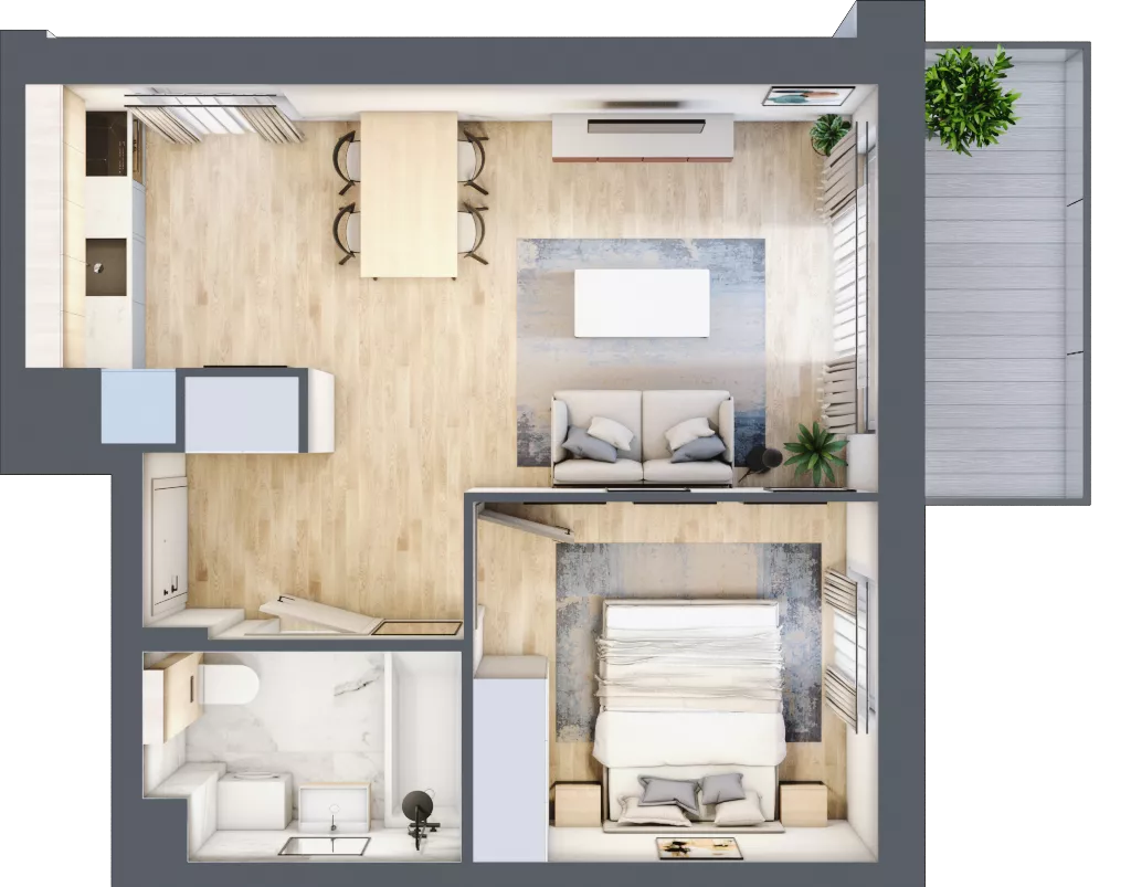 2 pokoje, mieszkanie 39,76 m², piętro 3, oferta nr D.4.3, Silva Straszyn, Straszyn, ul. Boczna/Starogardzka