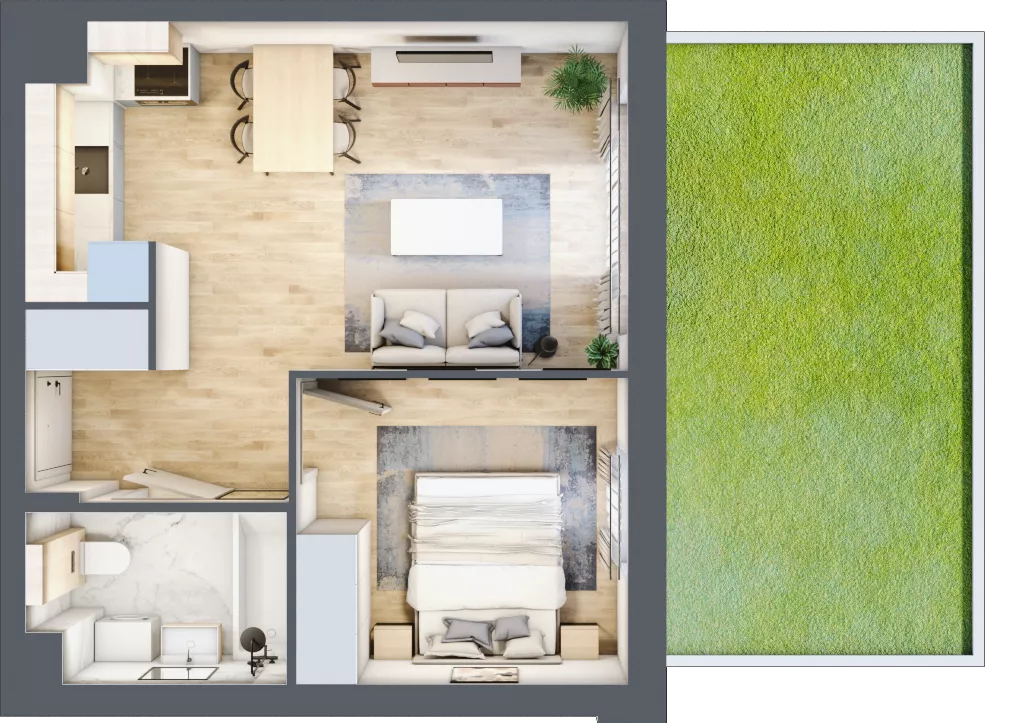 2 pokoje, mieszkanie 38,55 m², parter, oferta nr D.1.10, Silva Straszyn, Straszyn, ul. Boczna/Starogardzka