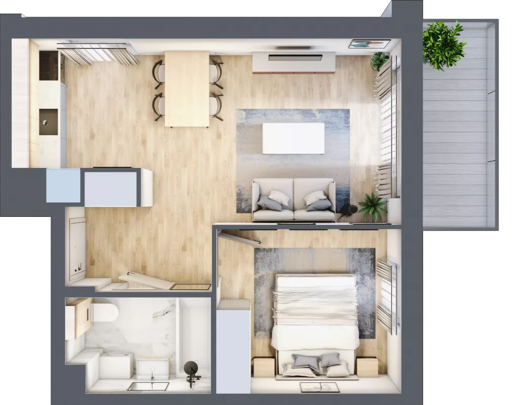 2 pokoje, mieszkanie 39,76 m², piętro 1, oferta nr D.2.3, Silva Straszyn, Straszyn, ul. Boczna/Starogardzka