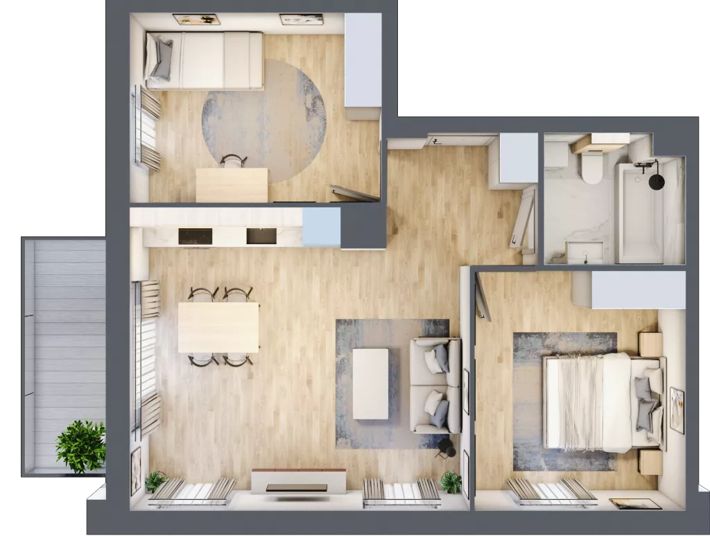 3 pokoje, mieszkanie 59,26 m², piętro 2, oferta nr D.3.8, Silva Straszyn, Straszyn, ul. Boczna/Starogardzka