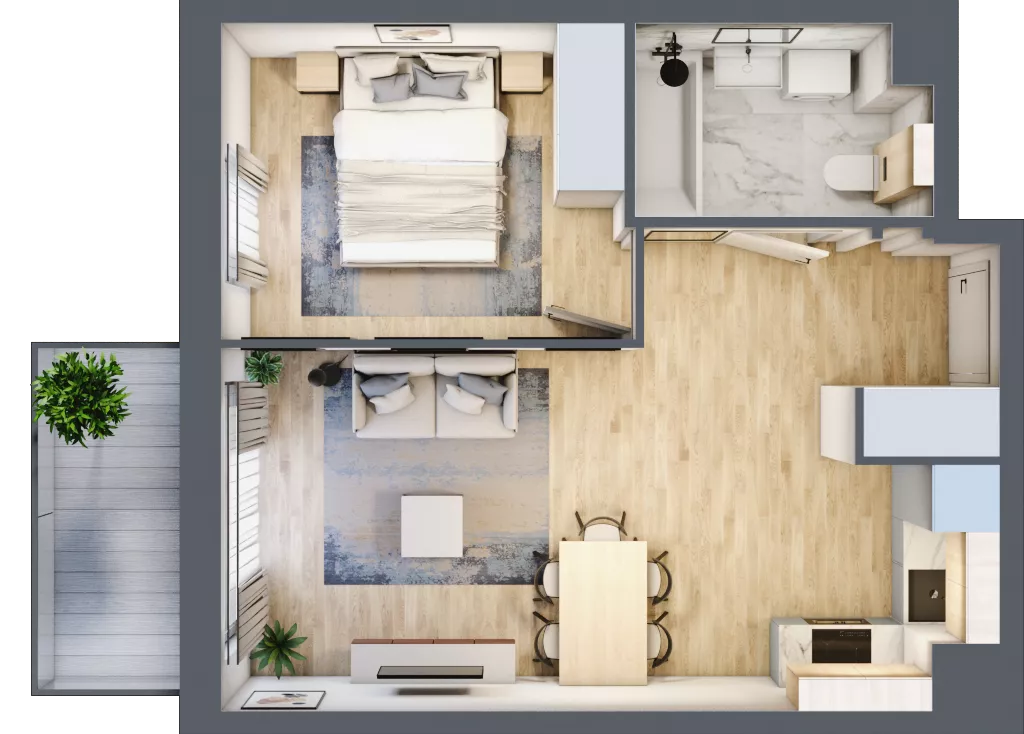 2 pokoje, mieszkanie 41,35 m², piętro 1, oferta nr 1.2.4., Dywizjonu 303, Pruszcz Gdański, ul. Dywizjonu 303