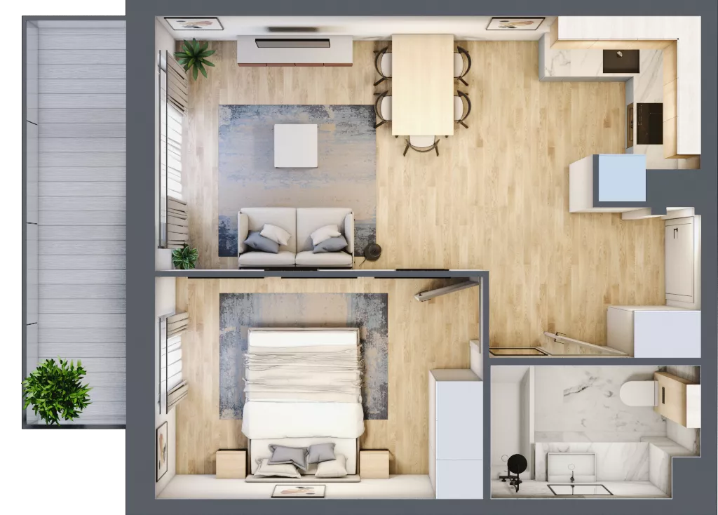 2 pokoje, mieszkanie 42,50 m², piętro 2, oferta nr 1.3.2., Dywizjonu 303, Pruszcz Gdański, ul. Dywizjonu 303