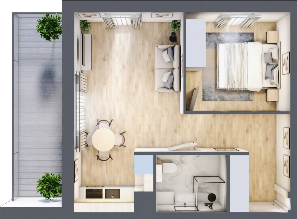2 pokoje, mieszkanie 42,39 m², piętro 3, oferta nr 1.4.5., Dywizjonu 303, Pruszcz Gdański, ul. Dywizjonu 303