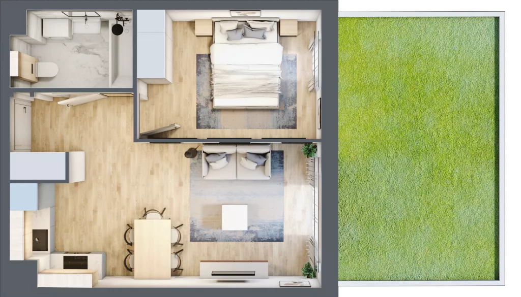 2 pokoje, mieszkanie 40,92 m², parter, oferta nr 2.1.4., Dywizjonu 303, Pruszcz Gdański, ul. Dywizjonu 303