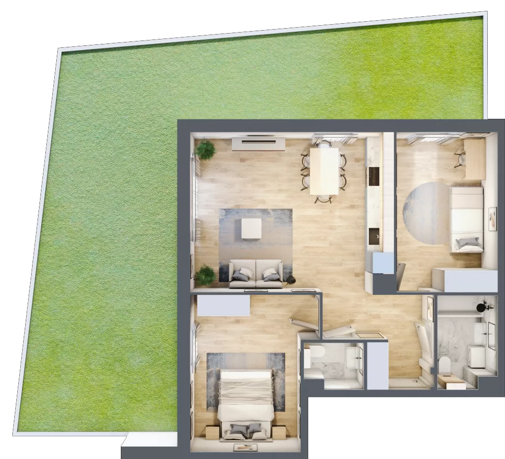3 pokoje, mieszkanie 68,56 m², parter, oferta nr 2.1.7., Dywizjonu 303, Pruszcz Gdański, ul. Dywizjonu 303