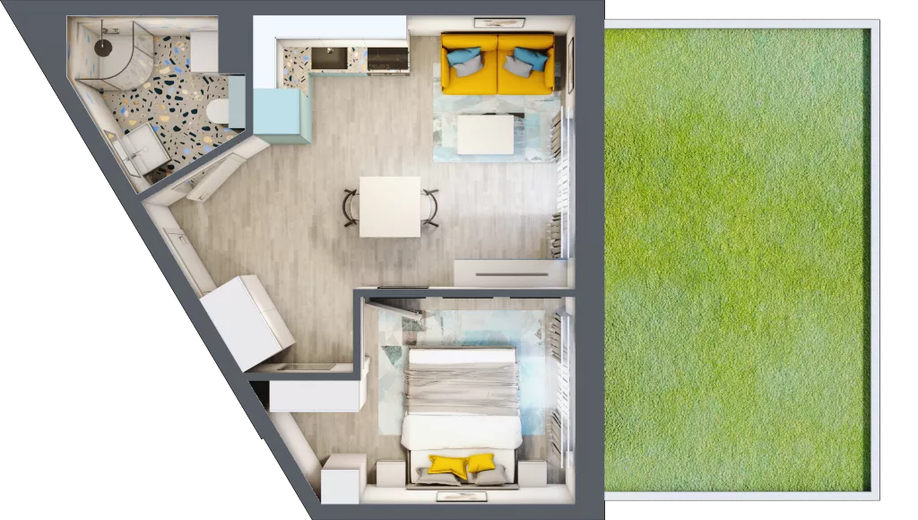 2 pokoje, mieszkanie 34,13 m², parter, oferta nr F.A.4, Pruszcz Park - bud. F , Pruszcz Gdański, ul. Arctowskiego 