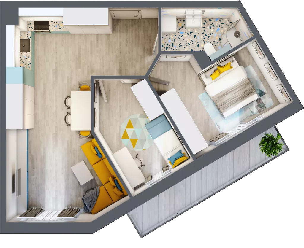 3 pokoje, mieszkanie 58,40 m², piętro 1, oferta nr F.A.15, Pruszcz Park - bud. F , Pruszcz Gdański, ul. Arctowskiego 