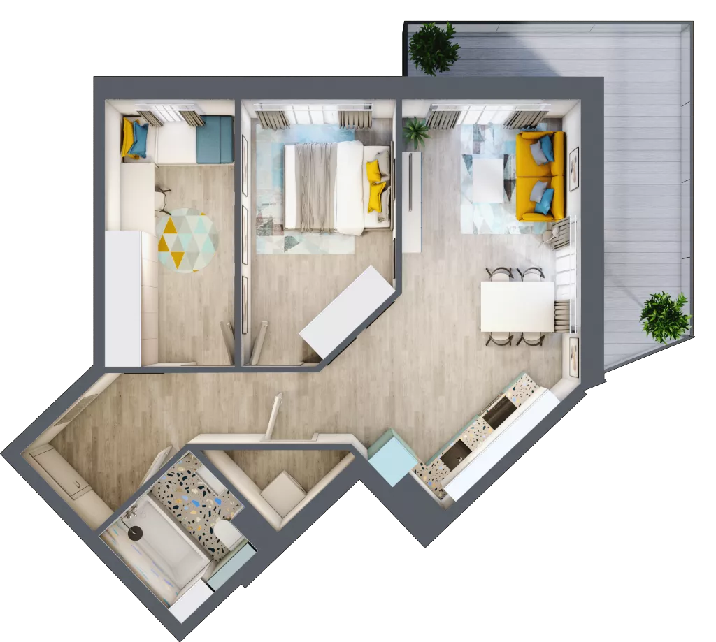 3 pokoje, mieszkanie 57,42 m², piętro 2, oferta nr F.A.22, Pruszcz Park - bud. F , Pruszcz Gdański, ul. Arctowskiego 